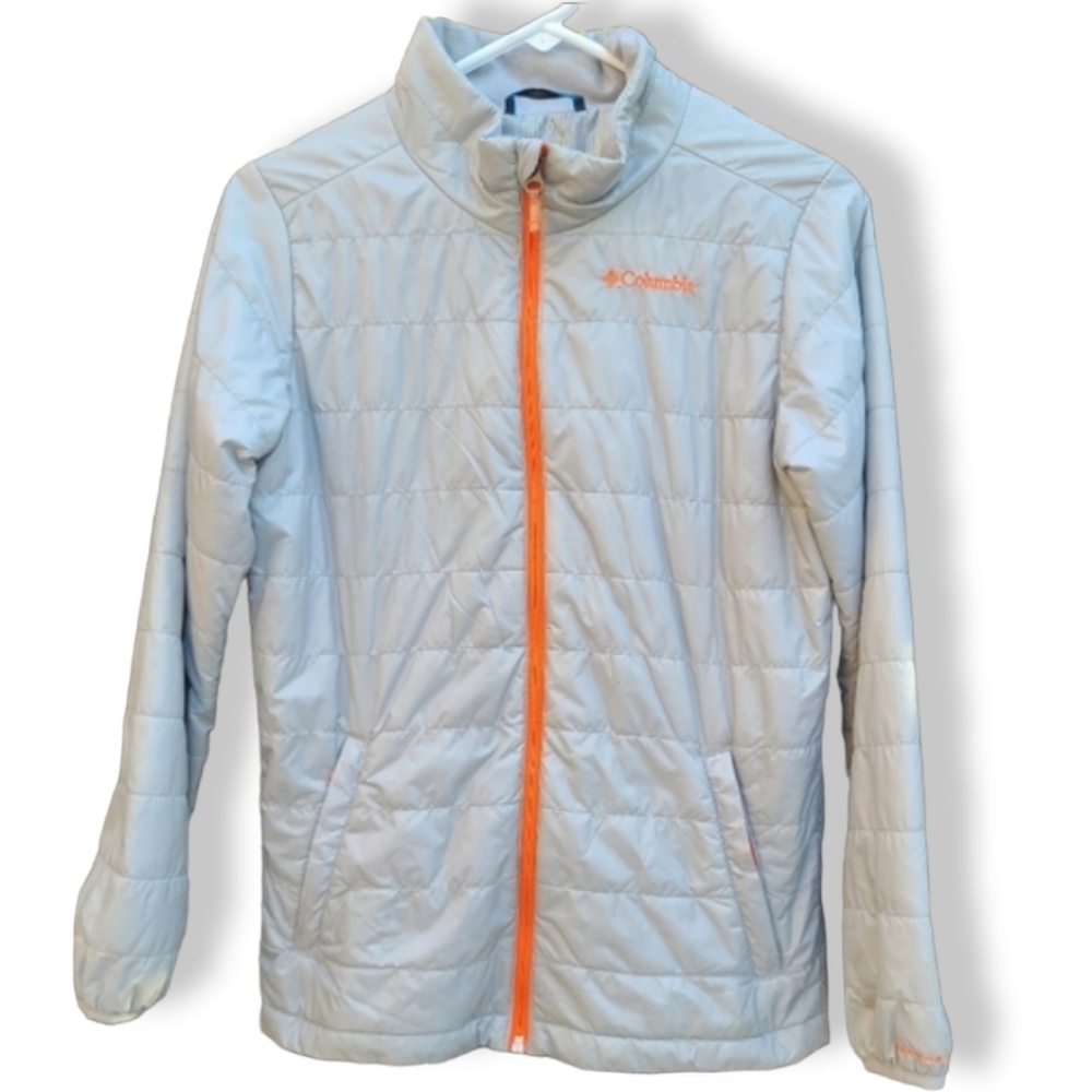 COLUMBIA Gray Omni Heat Quilted Puffer Coat Girls Large L 14 16 Winter Jacket - Picture 2 of 16
